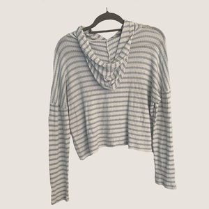 Light Knit Blue and White Striped Hoodie